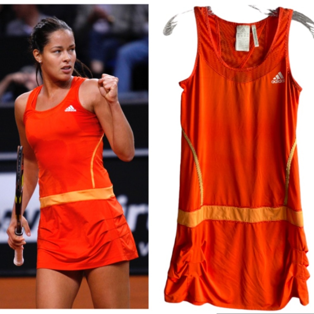 adidas Orange Tennis Dress with Yellow Accent